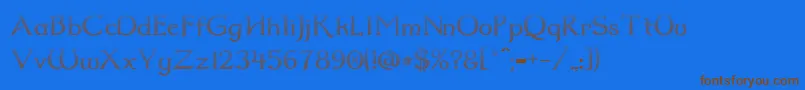 Dumbledor2CutDown-Schriftart – Braune Schriften auf blauem Hintergrund