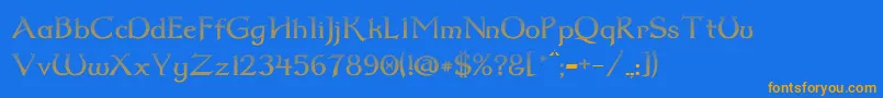 Fonte Dumbledor2CutDown – fontes laranjas em um fundo azul