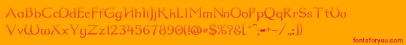 Dumbledor2CutDown Font – Red Fonts on Orange Background