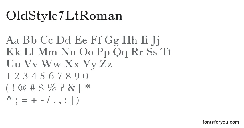 Czcionka OldStyle7LtRoman – alfabet, cyfry, specjalne znaki