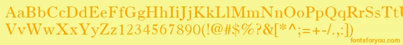 OldStyle7LtRoman-Schriftart – Orangefarbene Schriften auf gelbem Hintergrund