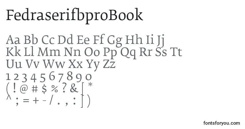 Czcionka FedraserifbproBook – alfabet, cyfry, specjalne znaki