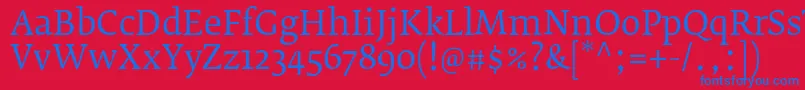 FedraserifbproBook Font – Blue Fonts on Red Background