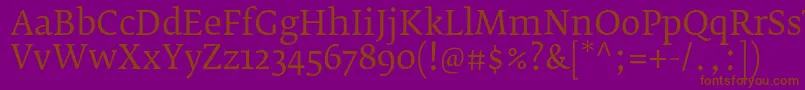 FedraserifbproBook Font – Brown Fonts on Purple Background