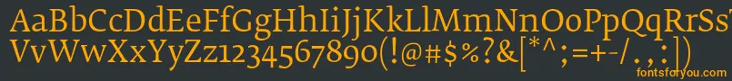 Шрифт FedraserifbproBook – оранжевые шрифты на чёрном фоне