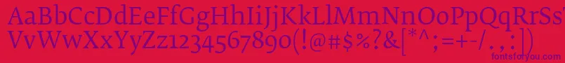 フォントFedraserifbproBook – 赤い背景に紫のフォント