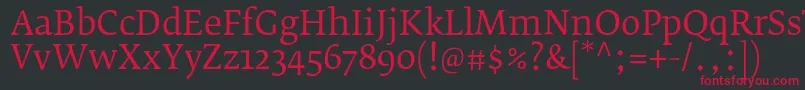 FedraserifbproBook Font – Red Fonts on Black Background