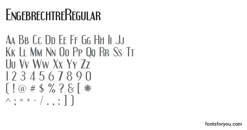 A fonte EngebrechtreRegular – alfabeto, números, caracteres especiais