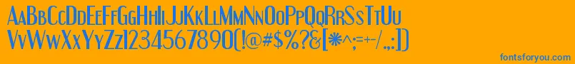 EngebrechtreRegular-Schriftart – Blaue Schriften auf orangefarbenem Hintergrund