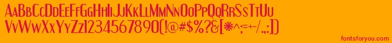 EngebrechtreRegular Font – Red Fonts on Orange Background