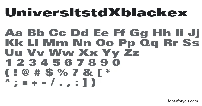 A fonte UniversltstdXblackex – alfabeto, números, caracteres especiais