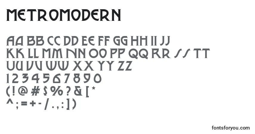 Czcionka MetroModern – alfabet, cyfry, specjalne znaki