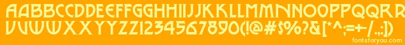 MetroModern Font – Yellow Fonts on Orange Background