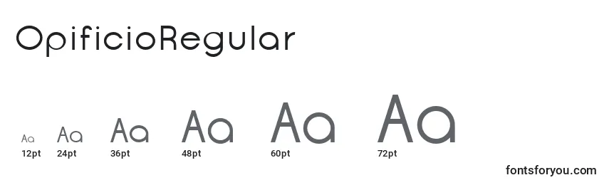 Размеры шрифта OpificioRegular