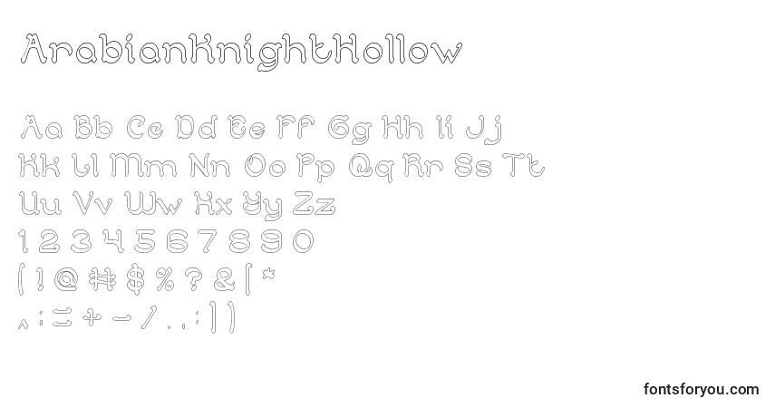 ArabianKnightHollow Font – alphabet, numbers, special characters