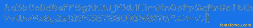 ArabianKnightHollow-Schriftart – Orangefarbene Schriften auf blauem Hintergrund