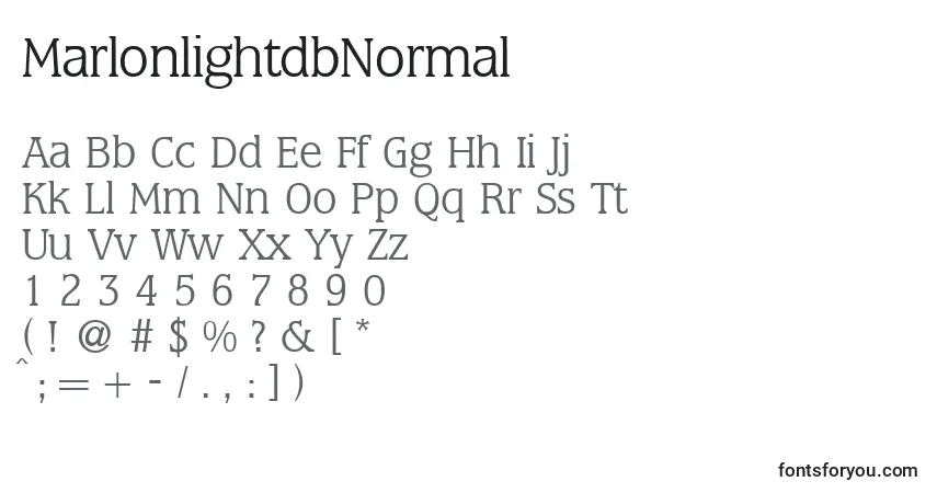A fonte MarlonlightdbNormal – alfabeto, números, caracteres especiais