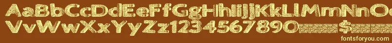Lovejoy-fontti – keltaiset fontit ruskealla taustalla