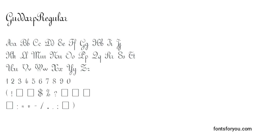 Czcionka GuddarpRegular – alfabet, cyfry, specjalne znaki
