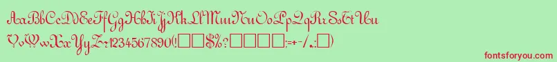 フォントGuddarpRegular – 赤い文字の緑の背景