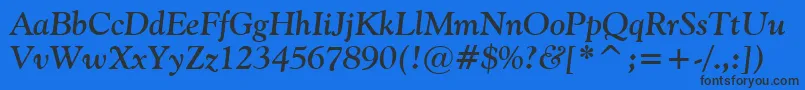 Vaniel2BoldItalic-Schriftart – Schwarze Schriften auf blauem Hintergrund