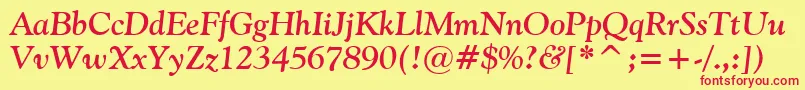 Vaniel2BoldItalic-Schriftart – Rote Schriften auf gelbem Hintergrund