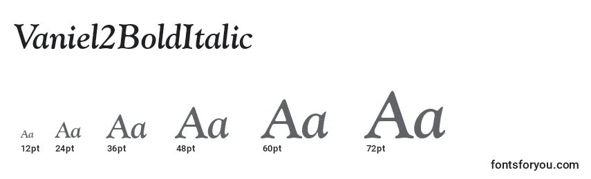Vaniel2BoldItalic Font Sizes