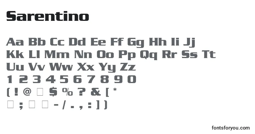 Czcionka Sarentino – alfabet, cyfry, specjalne znaki