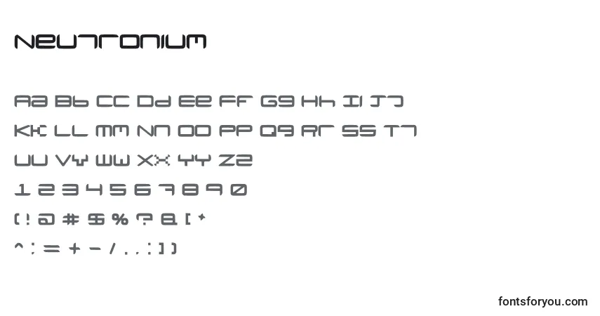 Schriftart Neutronium – Alphabet, Zahlen, spezielle Symbole