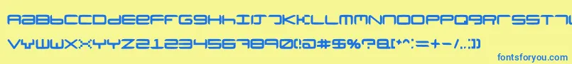 フォントNeutronium – 青い文字が黄色の背景にあります。