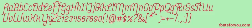 MerijntjeSemibolditalic Font – Red Fonts on Green Background