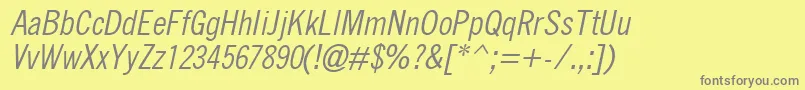 QuicktypeCondensedItalic Font – Gray Fonts on Yellow Background