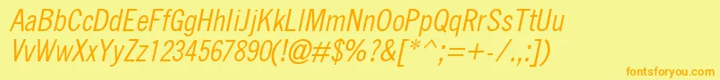 QuicktypeCondensedItalic Font – Orange Fonts on Yellow Background