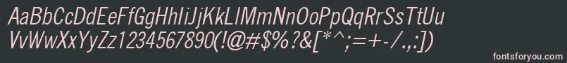 Fonte QuicktypeCondensedItalic – fontes rosa em um fundo preto
