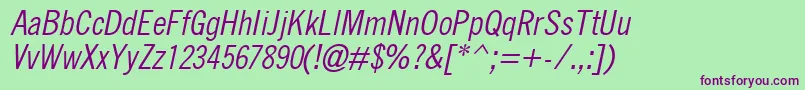 QuicktypeCondensedItalic Font – Purple Fonts on Green Background