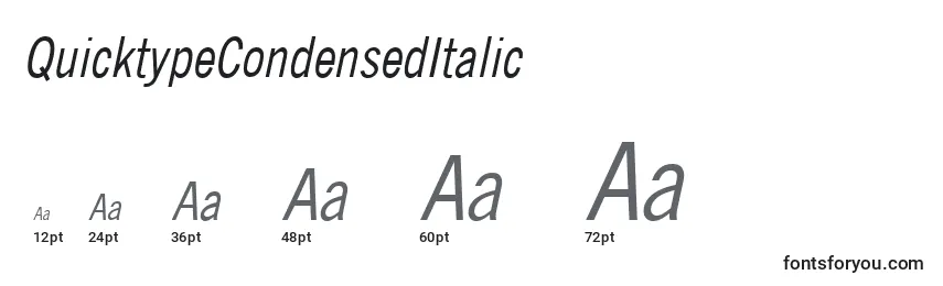 Größen der Schriftart QuicktypeCondensedItalic