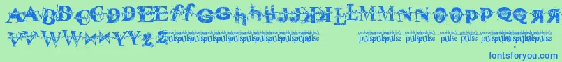 PulseVirgin Font – Blue Fonts on Green Background