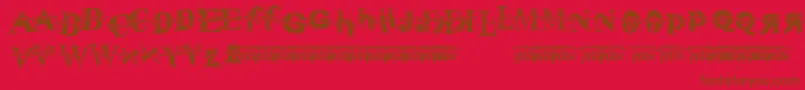 PulseVirgin-Schriftart – Braune Schriften auf rotem Hintergrund