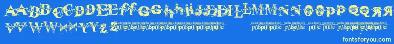 PulseVirgin-Schriftart – Gelbe Schriften auf blauem Hintergrund