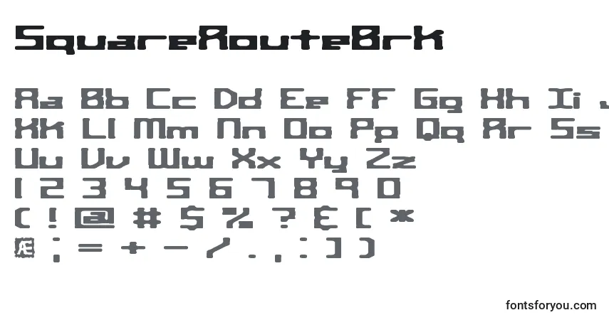 Шрифт SquareRouteBrk – алфавит, цифры, специальные символы