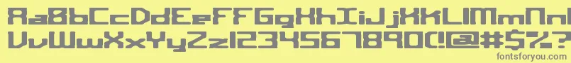SquareRouteBrk-Schriftart – Graue Schriften auf gelbem Hintergrund