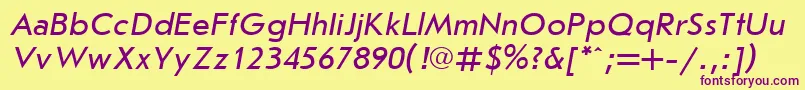 JournalsanscttItalic Font – Purple Fonts on Yellow Background