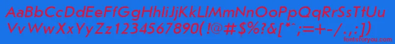 フォントJournalsanscttItalic – 赤い文字の青い背景