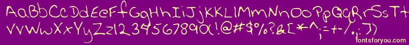 LisashandRegular Font – Yellow Fonts on Purple Background