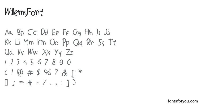Czcionka WillemsFont – alfabet, cyfry, specjalne znaki