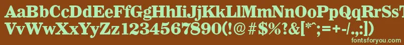フォントWichitaserialXboldRegular – 緑色の文字が茶色の背景にあります。