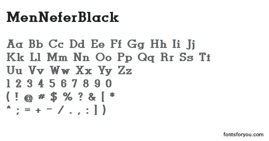 Czcionka MenNeferBlack – alfabet, cyfry, specjalne znaki