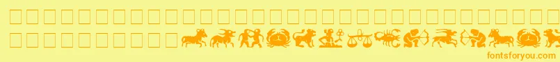 Подробнее о шрифте EileensZodiac Шрифт EileensZodiac – оранжевые шрифты на жёлтом фоне