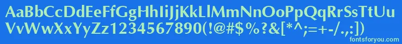 OptimaCyrBold Font – Green Fonts on Blue Background