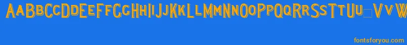 Lewishamshadowed-Schriftart – Orangefarbene Schriften auf blauem Hintergrund